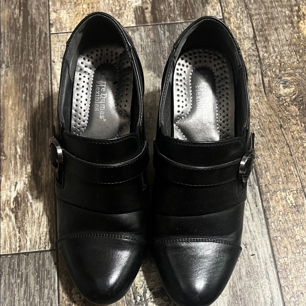Black Leather Slip-On Shoes